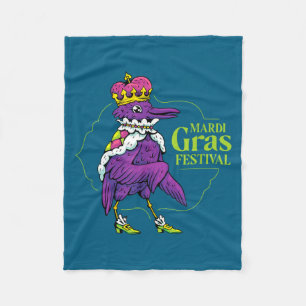 Mardi Gras Festival Crown Raven Crow Mardi Gr  Fleece Blanket