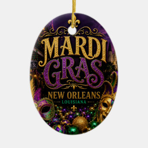 Mardi Gras Festival New Orleans Louisiana Ceramic Ornament