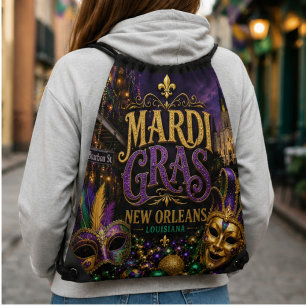 Mardi Gras Festival New Orleans Louisiana Drawstring Bag