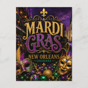 Mardi Gras Festival New Orleans Louisiana Postcard