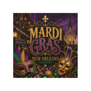 Mardi Gras Festival New Orleans Louisiana Wood Wall Art