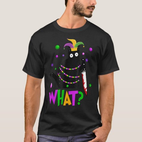 Mardi Gras Festival Party With Hilarious Black Cat T_Shirt