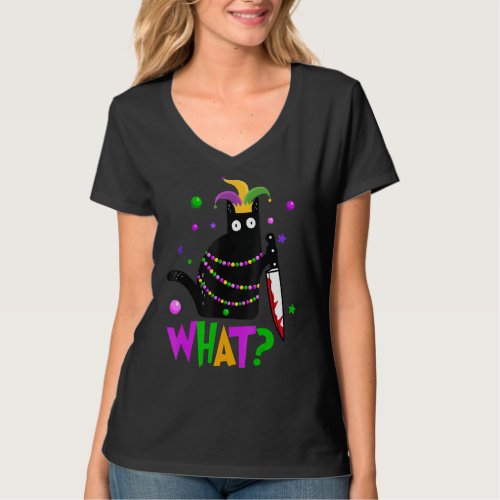 Mardi Gras Festival Party With Hilarious Black Cat T_Shirt