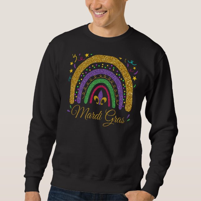 Mardi Gras Festival Rainbow Purple Green Yellow Ca Sweatshirt (Front)