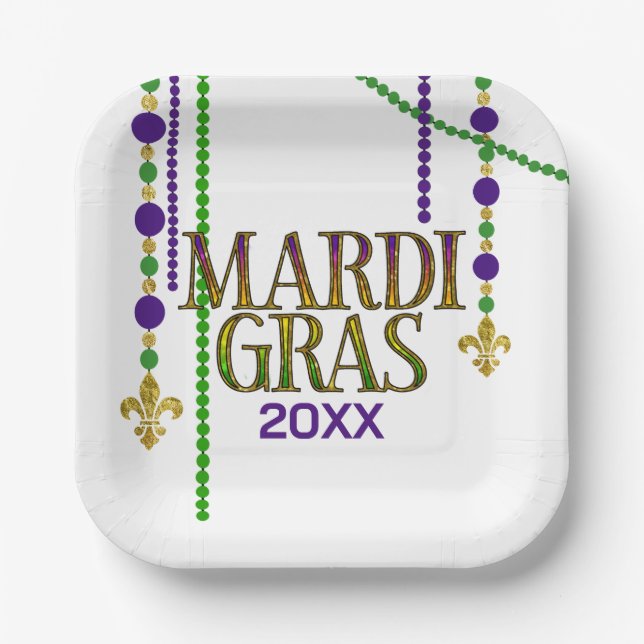 Mardi Gras Festive Carnival  Paper Plates (Front)