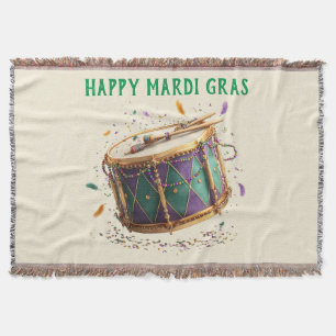 Mardi Gras Festive Drum Throw Blanket