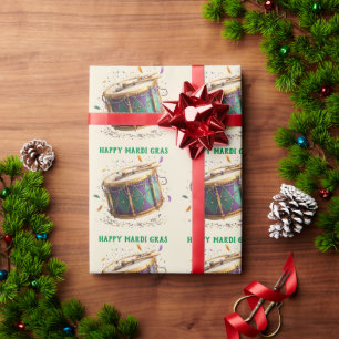 Mardi Gras Festive Drum Wrapping Paper