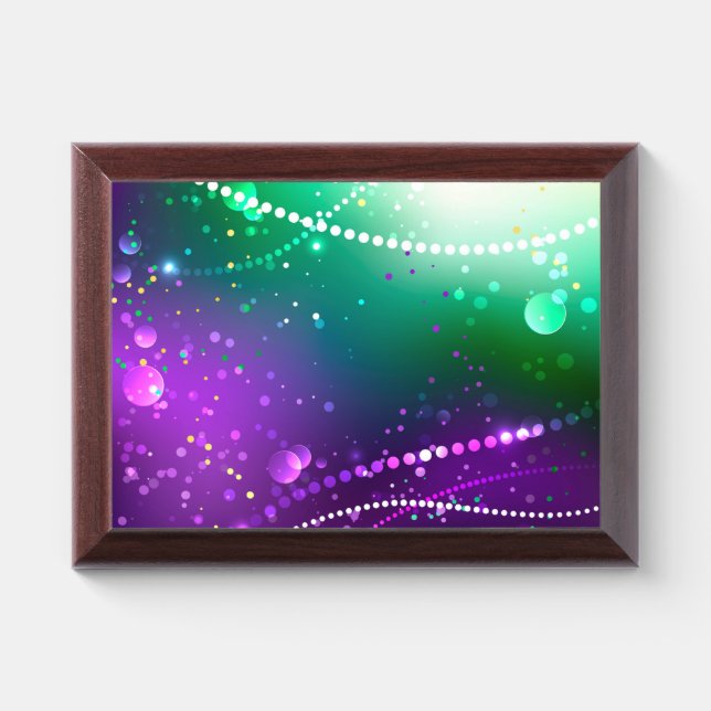 Mardi Gras Festive Purple Background Award Plaque (Horizontal)