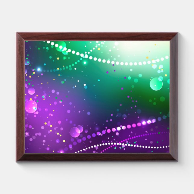 Mardi Gras Festive Purple Background Award Plaque (Horizontal)