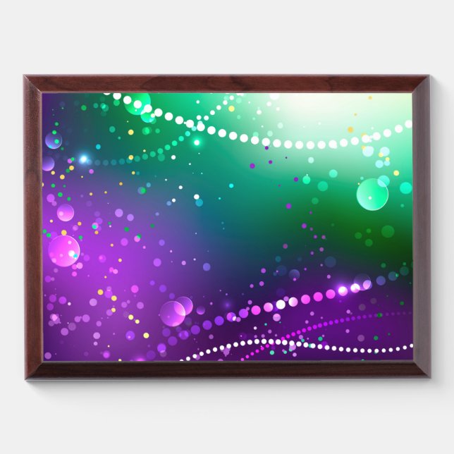 Mardi Gras Festive Purple Background Award Plaque (Horizontal)