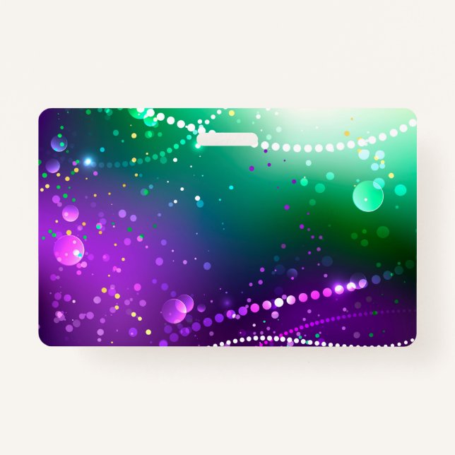 Mardi Gras Festive Purple Background Badge (Front)