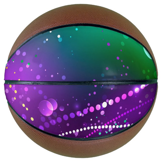 Mardi Gras Festive Purple Background Basketball (Front)