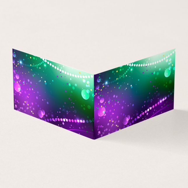 Mardi Gras Festive Purple Background Business Card (Outside)