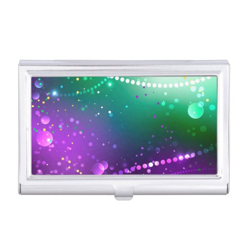 Mardi Gras Festive Purple Background Business Card Case