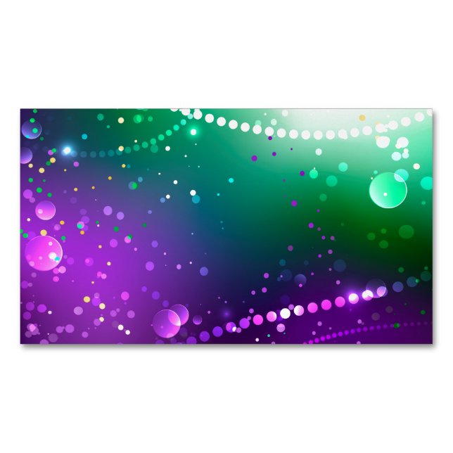 Mardi Gras Festive Purple Background Business Card Magnet (Front)