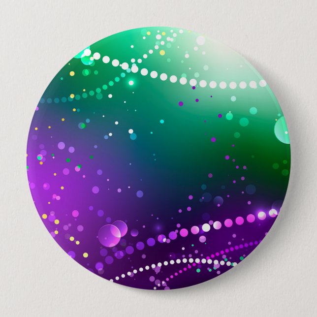 Mardi Gras Festive Purple Background Button (Front)