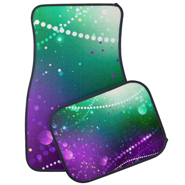 Mardi Gras Festive Purple Background Car Floor Mat (Set)