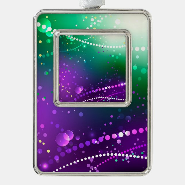 Mardi Gras Festive Purple Background Christmas Ornament (Front)