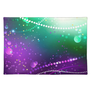 Mardi Gras Festive Purple Background Cloth Placemat