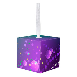 Mardi Gras Festive Purple Background Cube Ornament