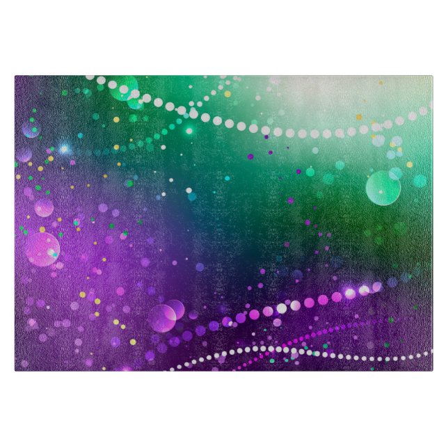 Mardi Gras Festive Purple Background Cutting Board (Front)