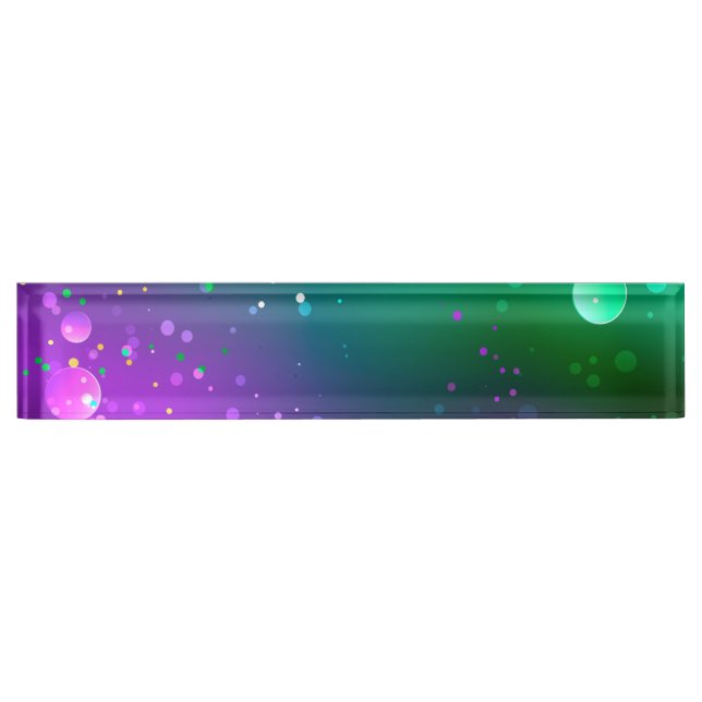 Mardi Gras Festive Purple Background Desk Name Plate (Front)