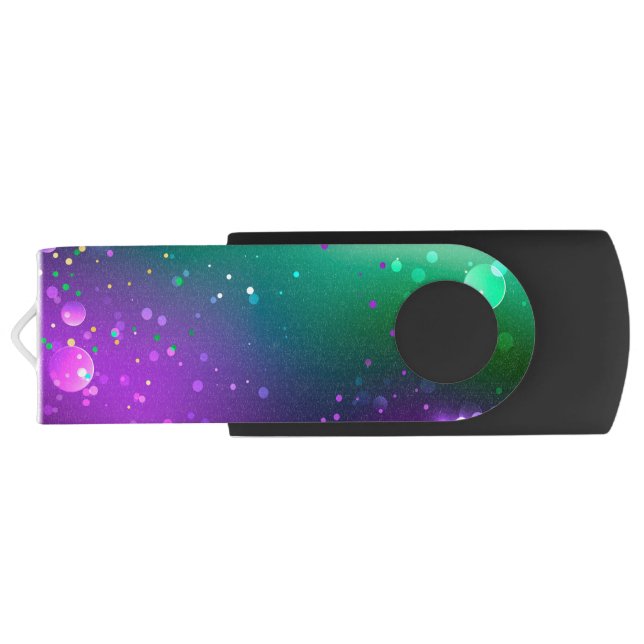 Mardi Gras Festive Purple Background Flash Drive (Back)
