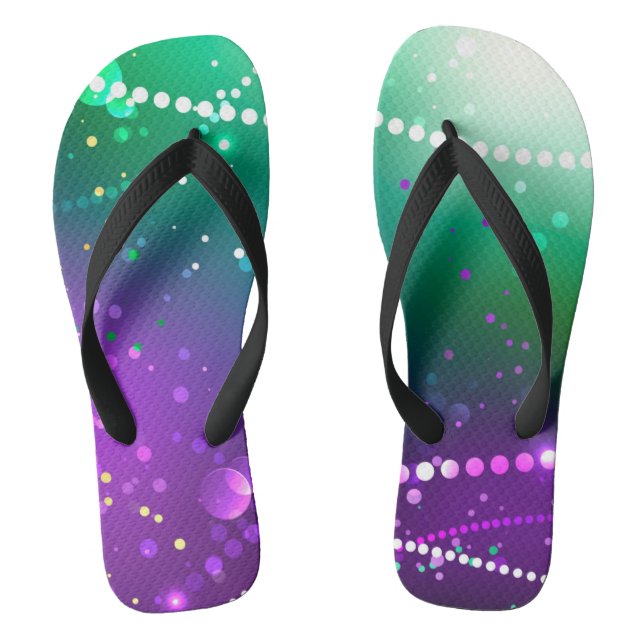 Mardi Gras Festive Purple Background Flip Flops (Footbed)