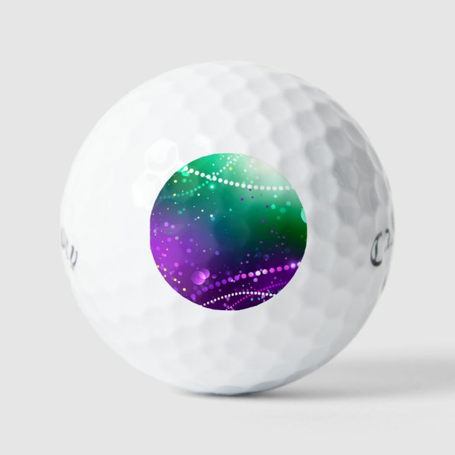 Mardi Gras Festive Purple Background Golf Balls (Front)