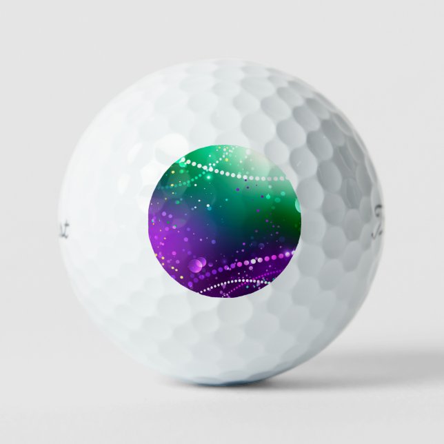Mardi Gras Festive Purple Background Golf Balls (Front)
