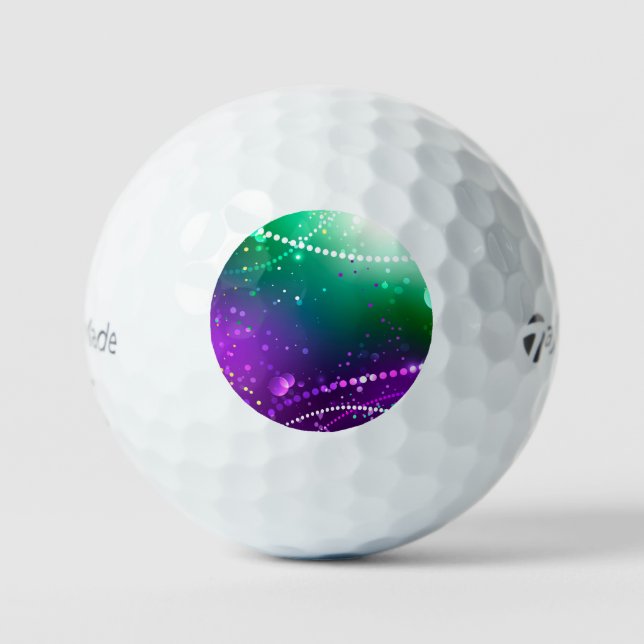 Mardi Gras Festive Purple Background Golf Balls (Front)