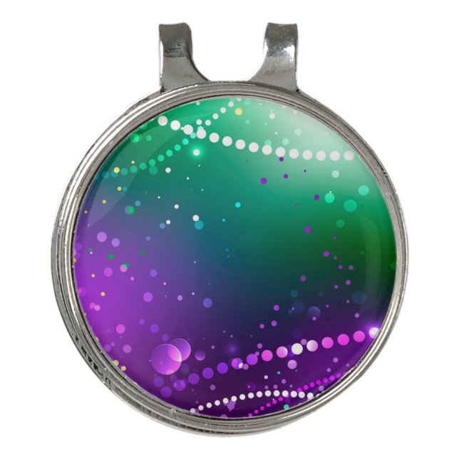 Mardi Gras Festive Purple Background Golf Hat Clip (Front)