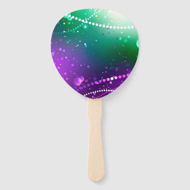 Mardi Gras Festive Purple Background Hand Fan (Front)