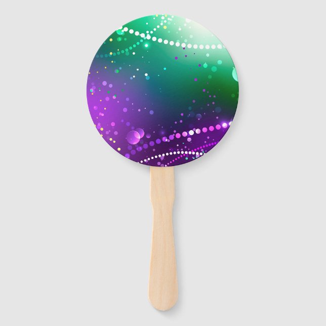 Mardi Gras Festive Purple Background Hand Fan (Front)