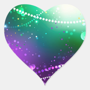 Mardi Gras Festive Purple Background Heart Sticker