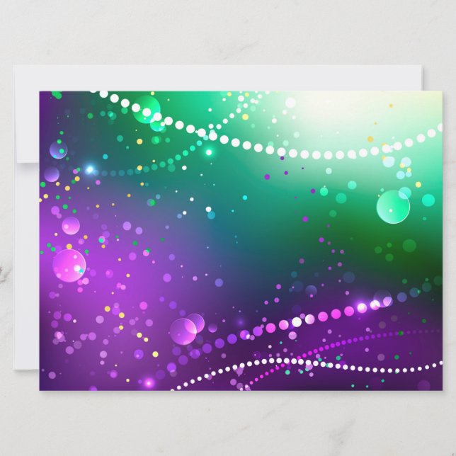 Mardi Gras Festive Purple Background Holiday Card (Front)