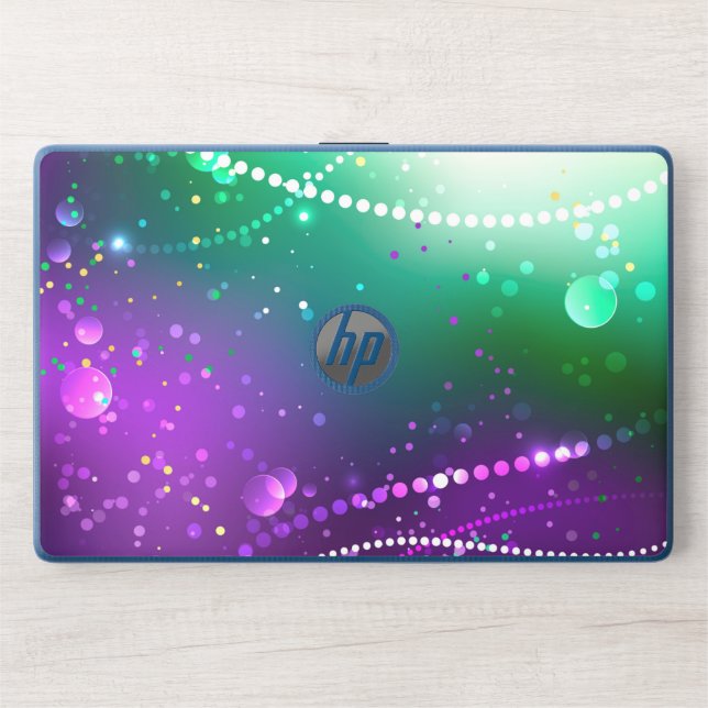Mardi Gras Festive Purple Background HP Laptop Skin (Front)