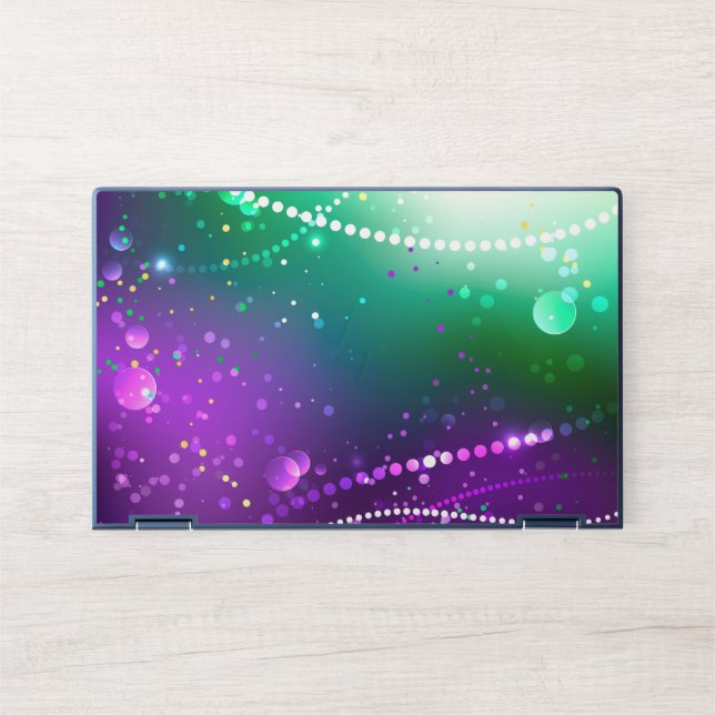 Mardi Gras Festive Purple Background HP Laptop Skin (Front)