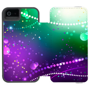 Mardi Gras Festive Purple Background iPhone SE/5/5s Wallet Case