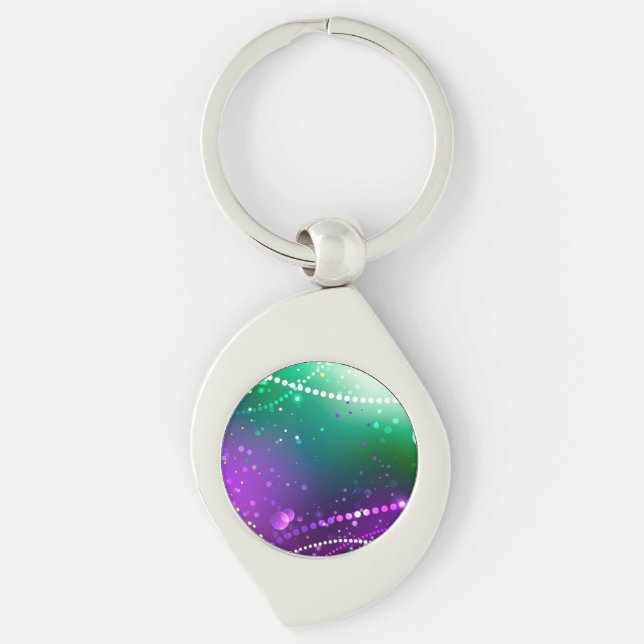 Mardi Gras Festive Purple Background Keychain (Front)