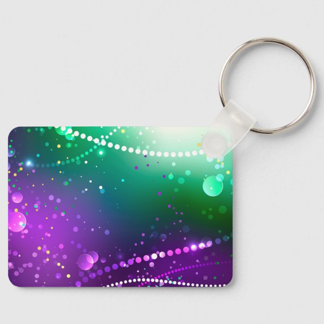 Mardi Gras Festive Purple Background Keychain (Front)
