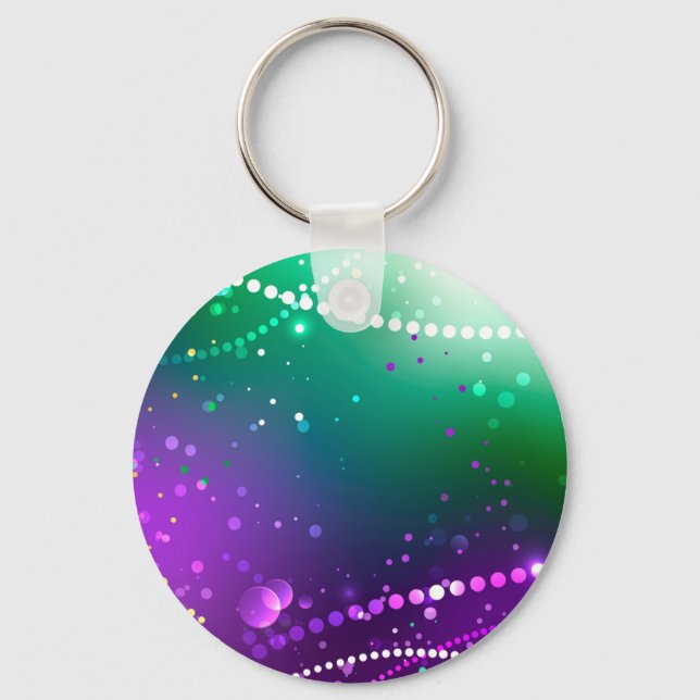 Mardi Gras Festive Purple Background Keychain (Front)