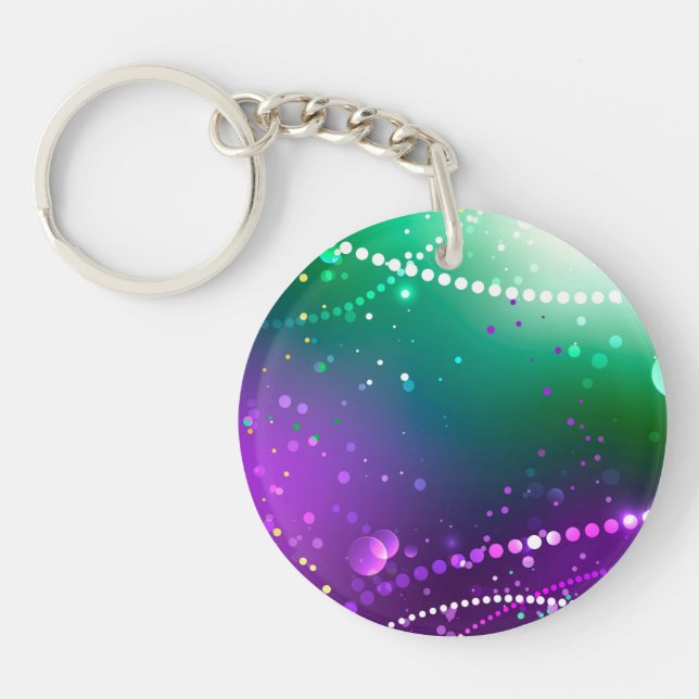 Mardi Gras Festive Purple Background Keychain (Front)