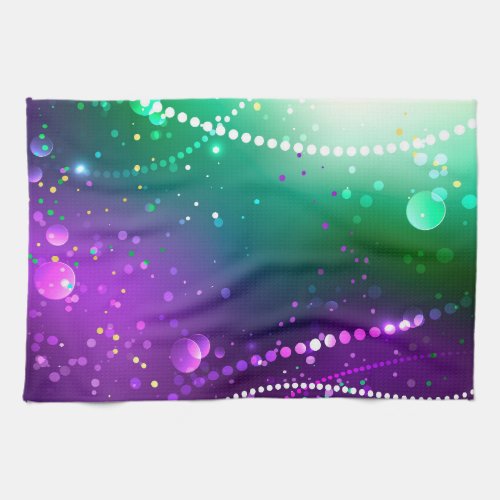 Mardi Gras Festive Purple Background Kitchen Towel