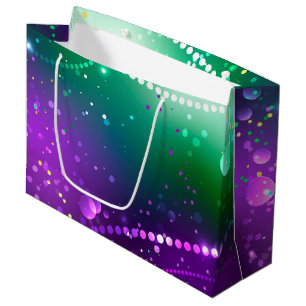 Mardi Gras Festive Purple Background Large Gift Bag