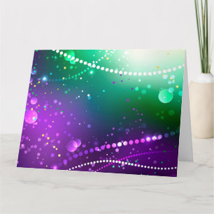 Mardi Gras Festive Purple Background Letterpress Thank You Card