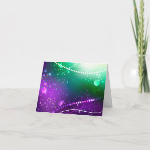 Mardi Gras Festive Purple Background Letterpress Thank You Card
