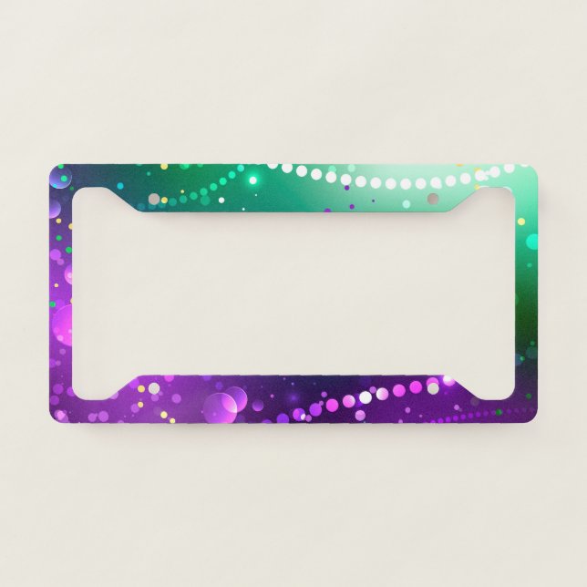 Mardi Gras Festive Purple Background License Plate Frame (Front)