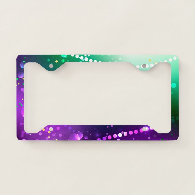 Mardi Gras Festive Purple Background License Plate Frame (Front)
