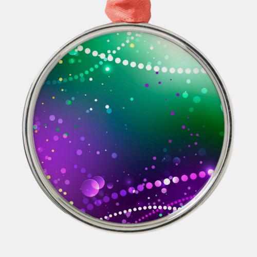 Mardi Gras Festive Purple Background Metal Ornament